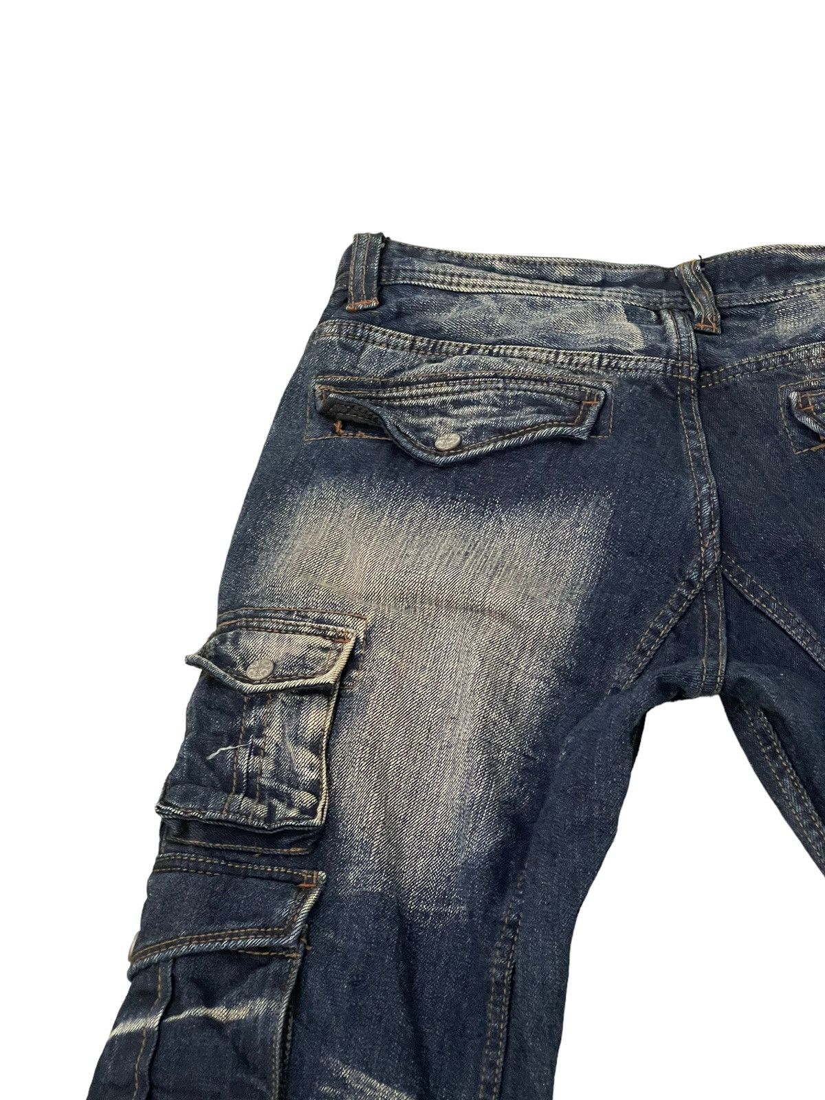 Japanese Brand Slight Flare Cargo Jeans Nicole Club Acid Wash Boot Cut 8🟦4 Size US 33 - 19 Thumbnail