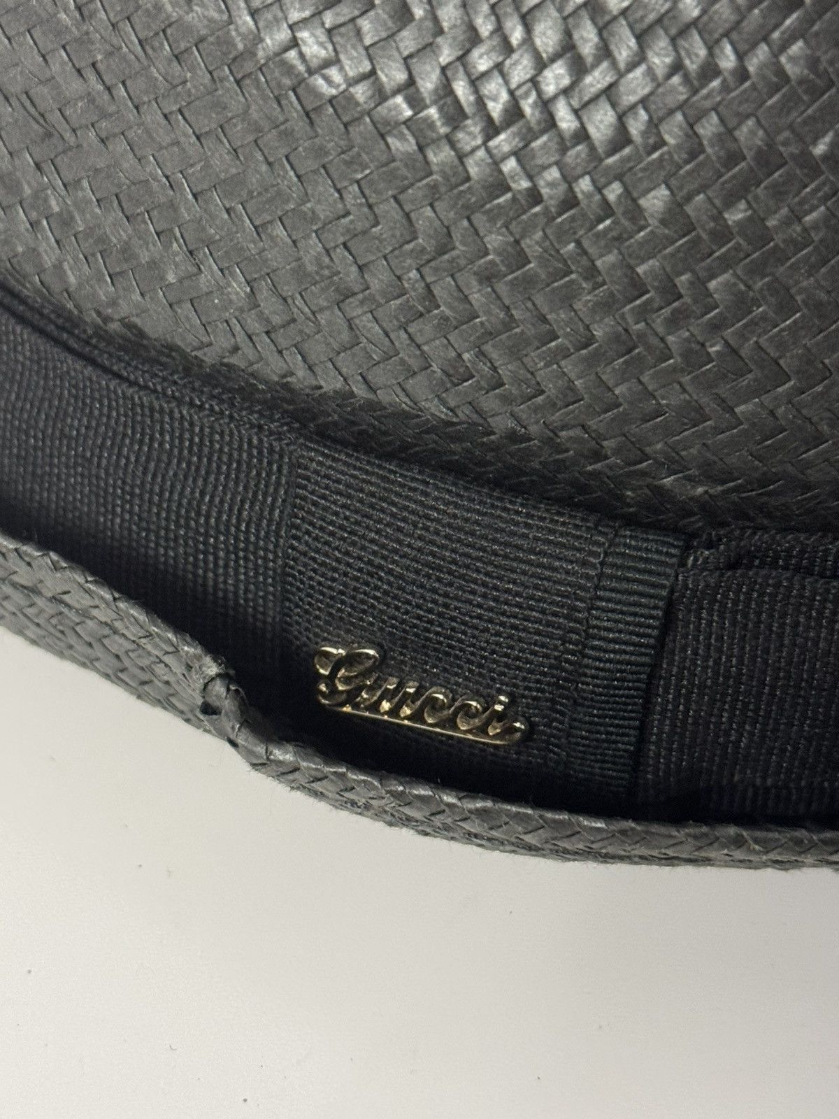 Gucci Gucci Black Woven Straw Hat Archive Luxury Avant Garde style Size ONE SIZE - 3 Thumbnail