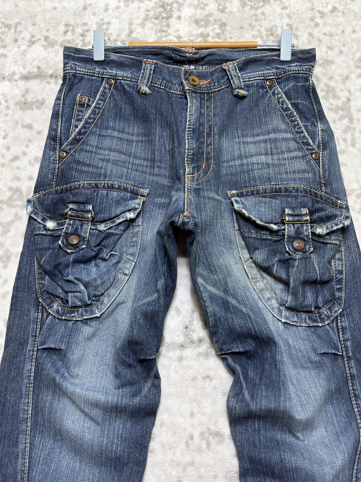 Edwin Edwin K5651 Cargo Pocket Straight Cut Distressed Denim Jeans Size US 31 - 3 Thumbnail