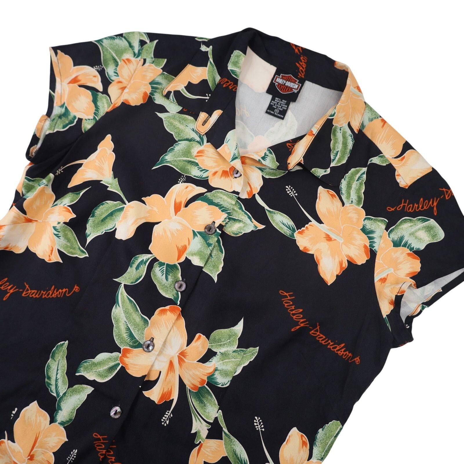 Harley Davidson × Vintage VTG Harley Davidson Tori Richards Silk Floral Button Shirt Size M / US 6-8 / IT 42-44 - 2 Thumbnail