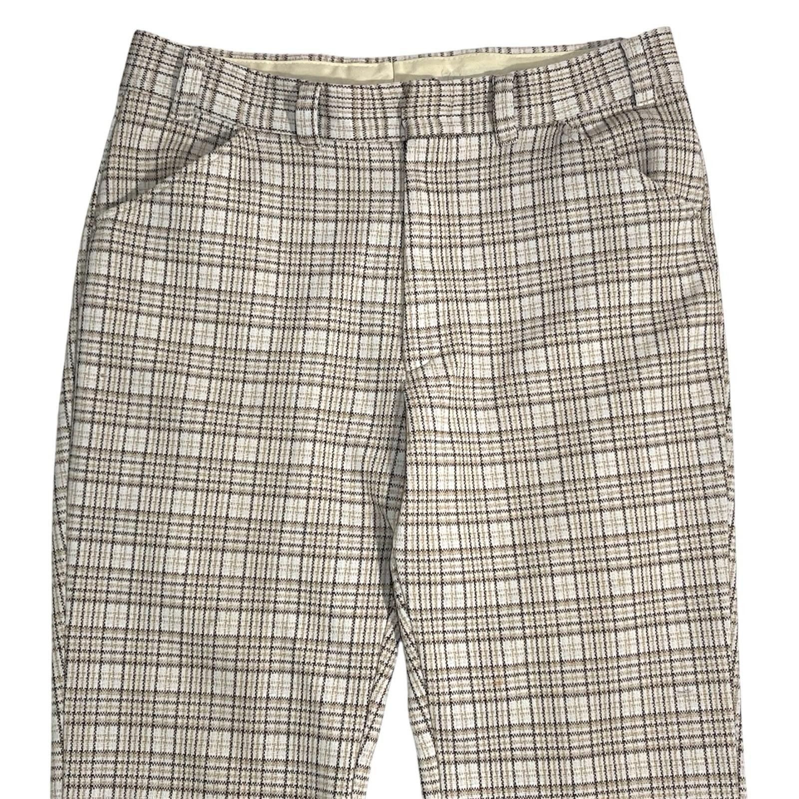 Vintage 1980s Plaid Comfortable Wide Leg High Waist Flair Trousers Size US 30 / EU 46 - 2 Thumbnail