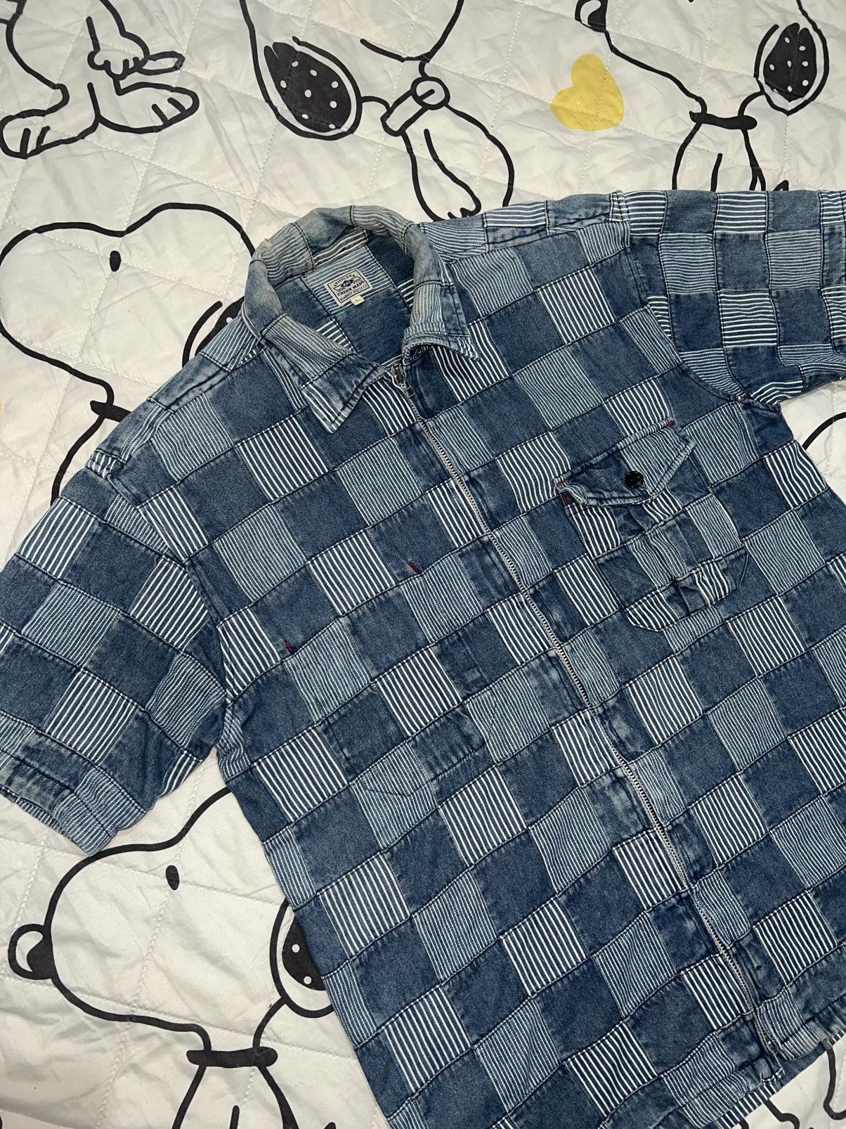 Kapital 1990s Kearney - Hickory Patchwork Boro Denim Zipper Shirts Size US L / EU 52-54 / 3 - 1 Thumbnail