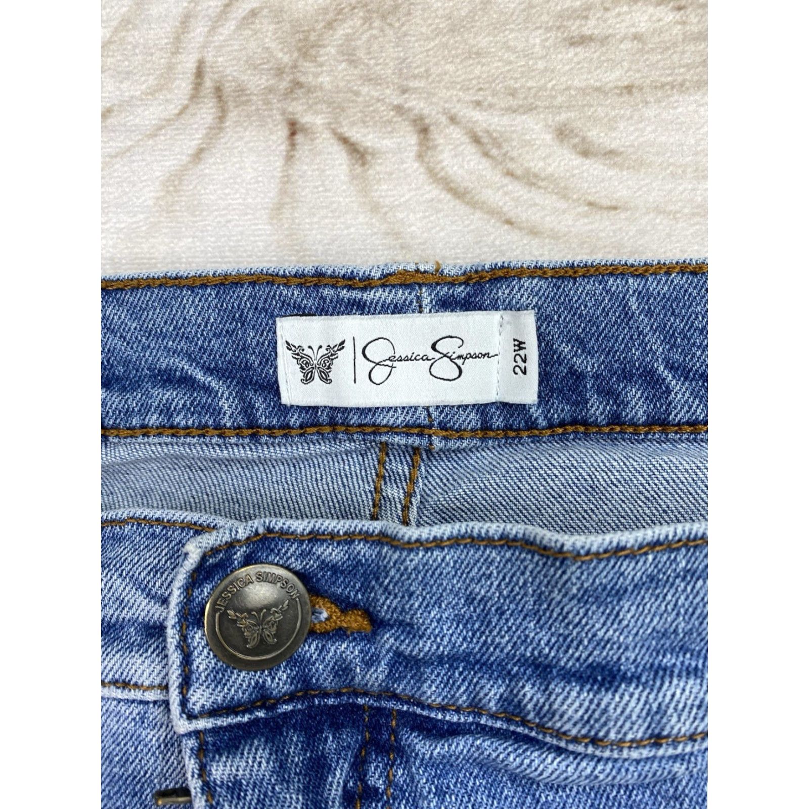 Jessica Simpson Jessica Simpson Jeans Womens 22W Primrose High Rise Wide-Leg Crop Stretch Benign Bohemian Vintage: No Size 40" / US 18 - 3 Thumbnail
