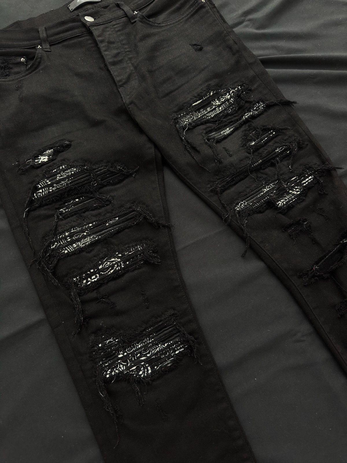 AMIRI MX1 Black Bandana Patch Jeans Size 33