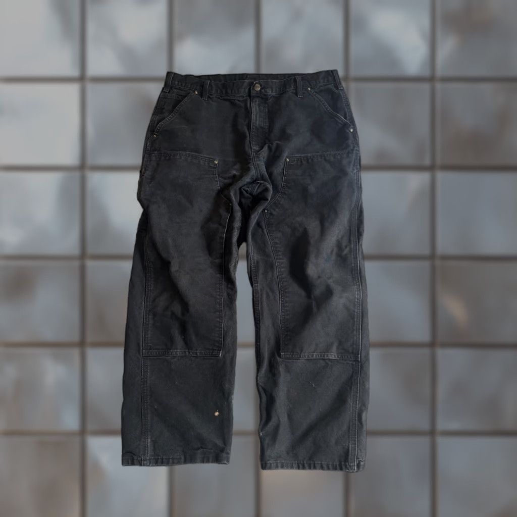 Carhartt VINTAGE Carhartt Jeans 00s Black Double Knee Carpenter Workwear Men’s 38x27 Straight 90s Mens Size US 38 / EU 54 - 1 Thumbnail