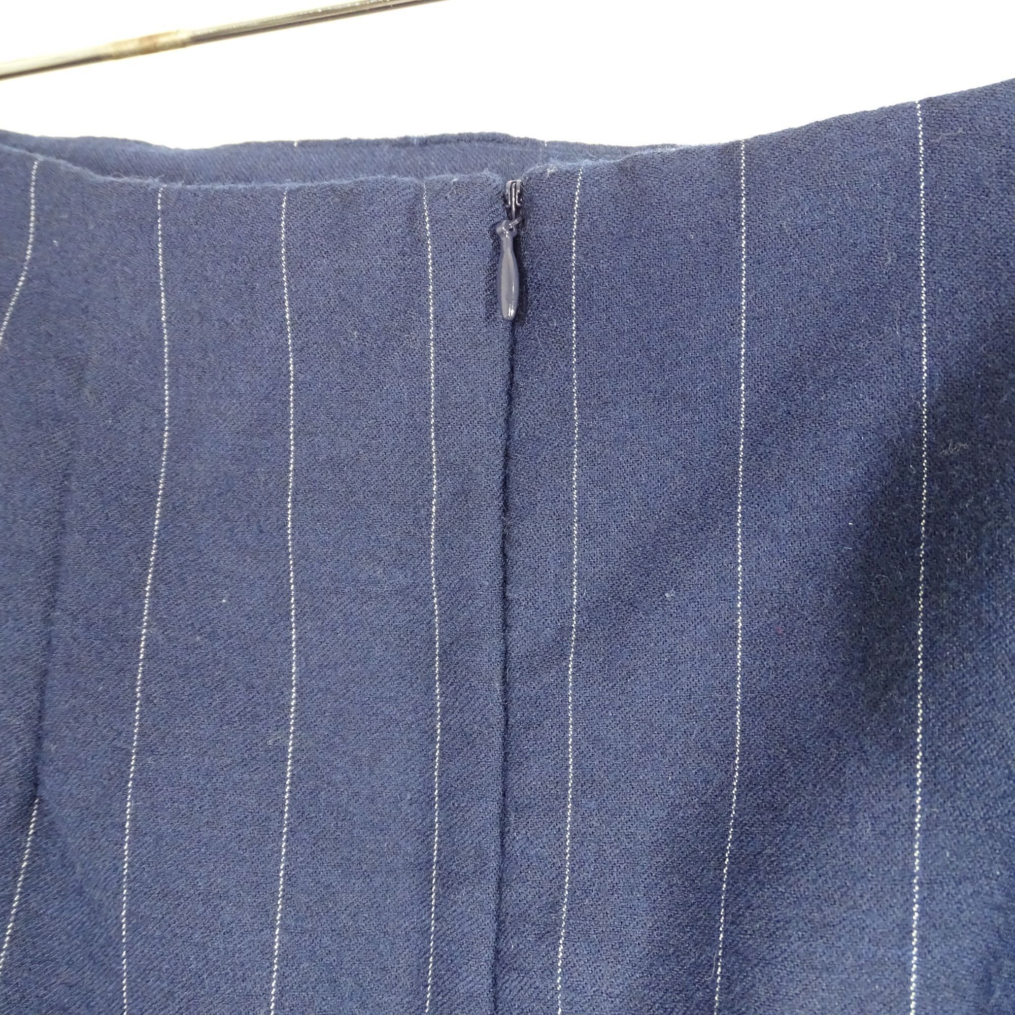 Other Vintage JG Hook Navy Blue Wool Pinstripe Pencil Skirt 12 Size 34" / US 12 / IT 48 - 4 Thumbnail