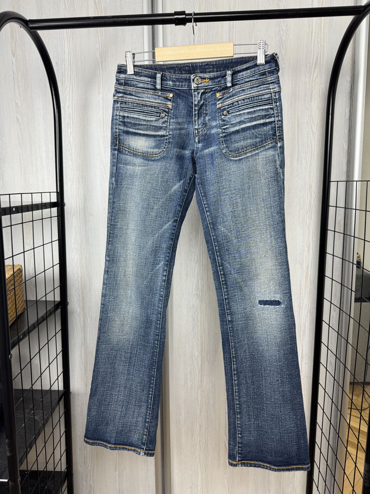 Diesel Diesel vintage y2k blue distressed rap wide flared jeans Size 27" / US 4 / IT 40 - 1 Thumbnail