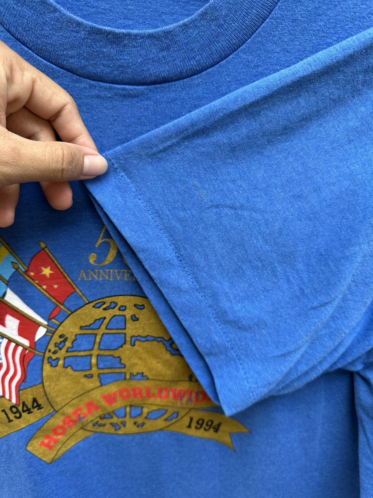Fruit Of The Loom × Sears × Vintage Vintage Hosea Worldwide 50th Anniversary Faded Tee Size US XL / EU 56 / 4 - 5 Thumbnail