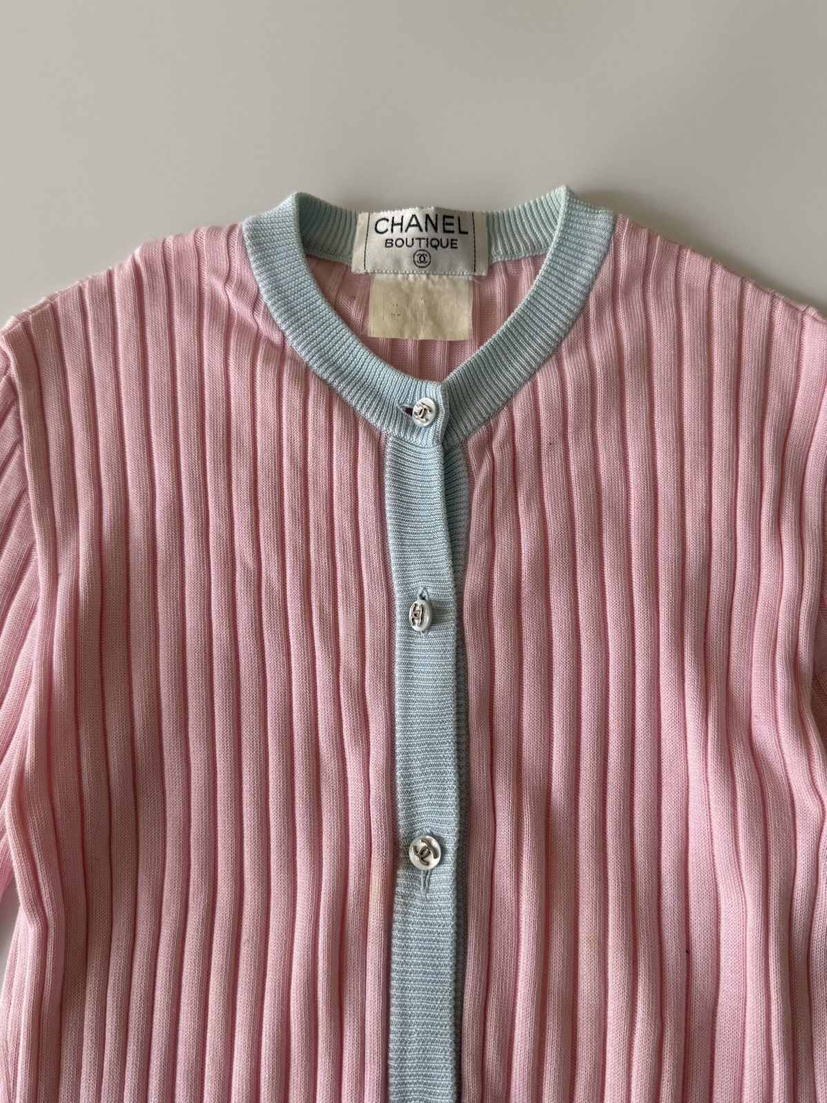 Chanel Chanel Boutique Pink Ribbed Cardigan Size S / US 4 / IT 40 - 5 Thumbnail