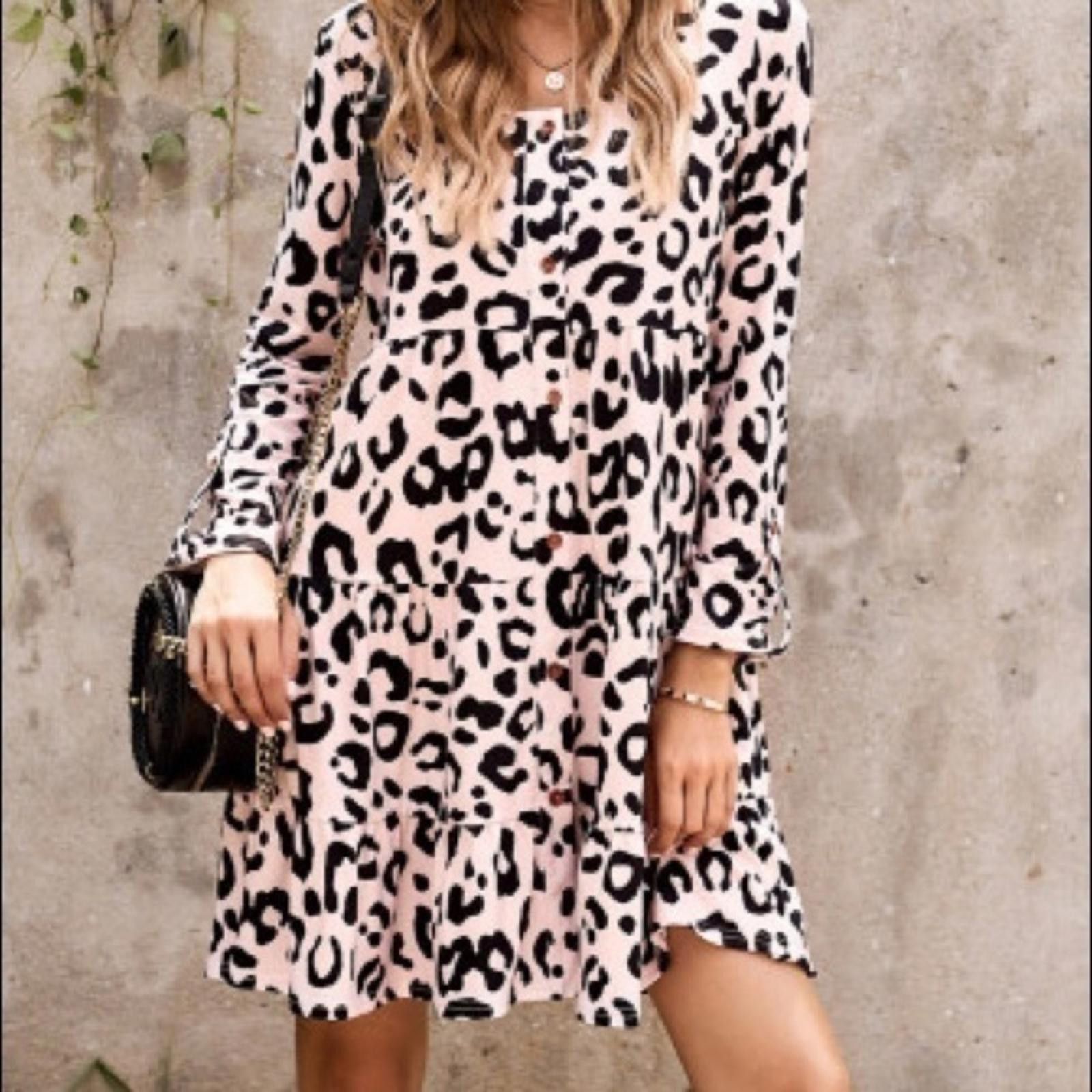 Designer Leopard Baby Doll Dress NWT Size M / US 6-8 / IT 42-44 - 7 Thumbnail