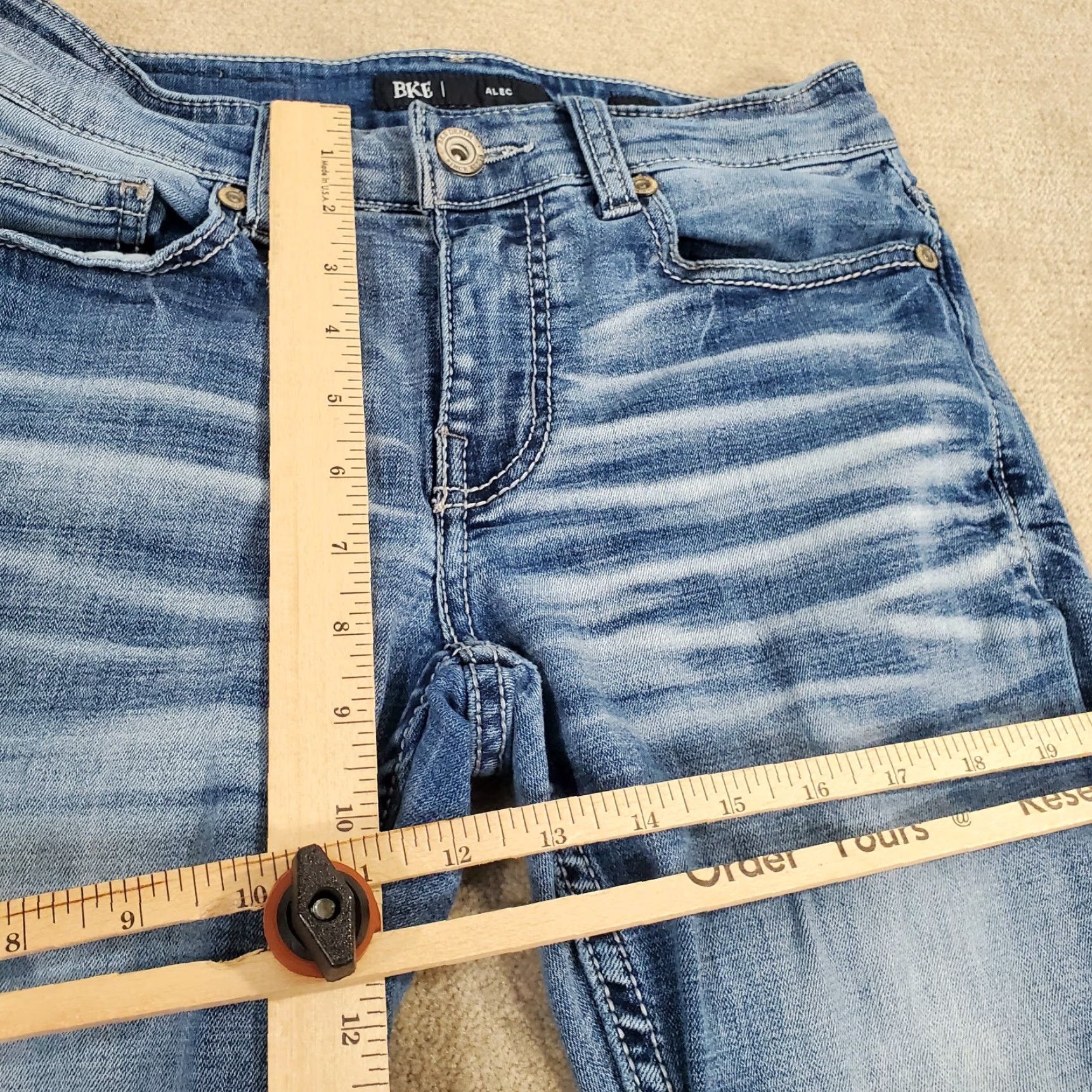 Vintage BKE Jeans Mens 28x32 Blue Alec Skinny Buckle Stretch Faded Medium Wash Denim Mens Size US 28 / EU 44 - 6 Thumbnail