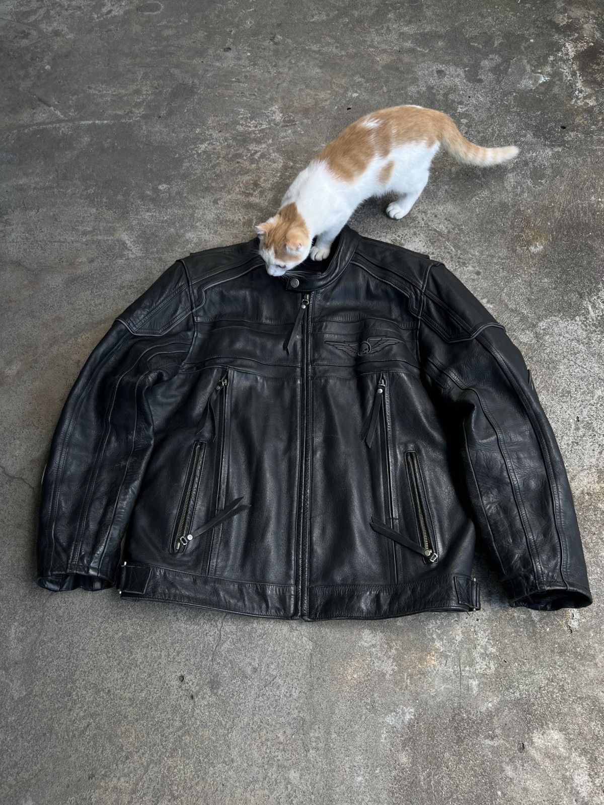 Harley Davidson × West Coast Choppers Crazy Vintage Harley Davidson Leather Jacket Big Logo Rare Size US L / EU 52-54 / 3 - 4 Thumbnail