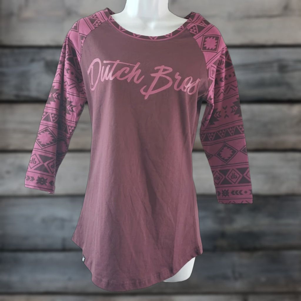 Vintage Dutch Bros Womens Raglan Sleeve Top Sz Medium Maroon Purple Cotton 3/4 Sleeve T-Shirt Womens M Purple Raglan Shirt Size M / US 6-8 / IT 42-44 - 1 Thumbnail