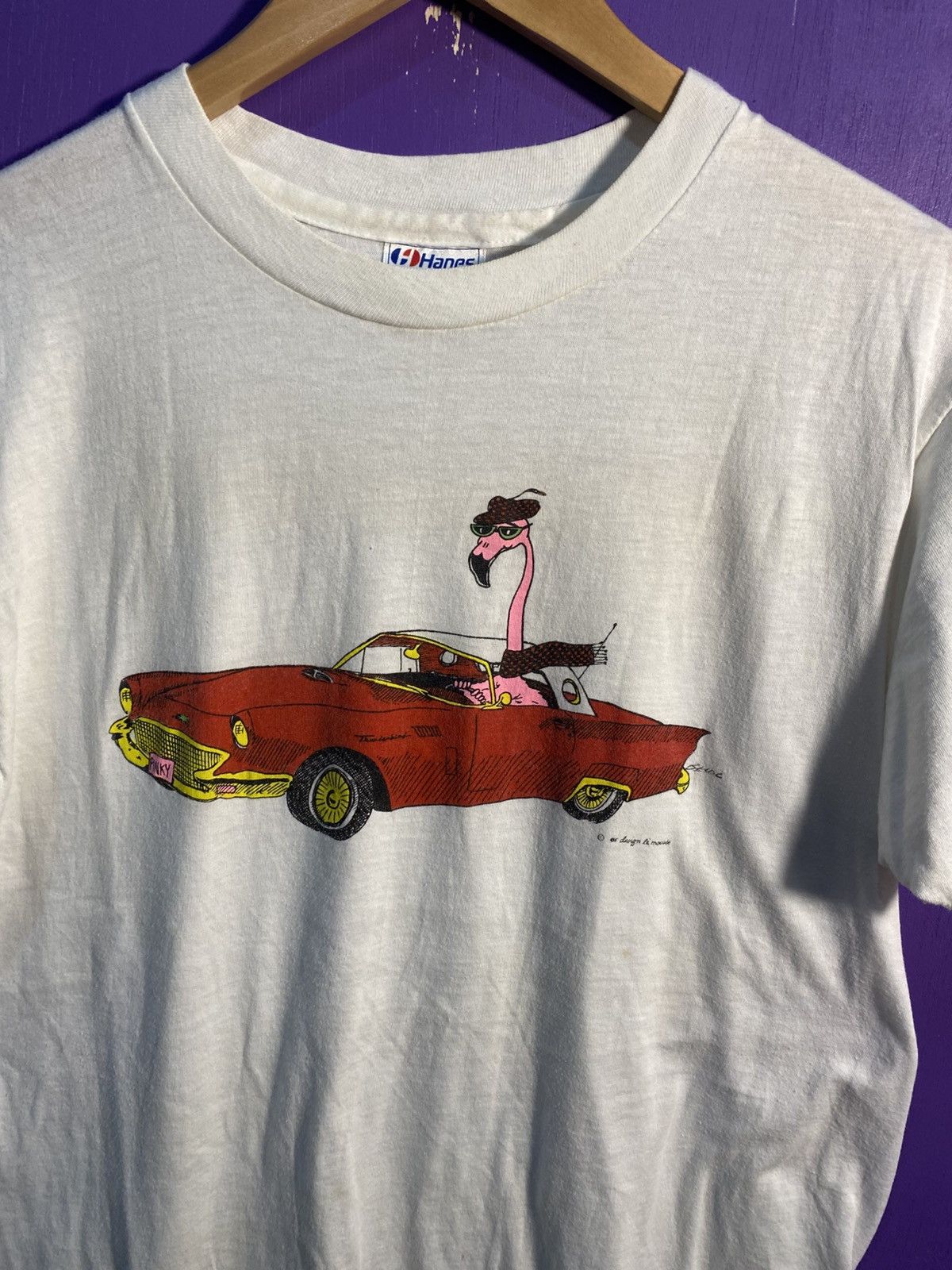 Arts & Science Vintage 1985 flamingo car art t-shirt Size US M / EU 48-50 / 2 - 3 Thumbnail