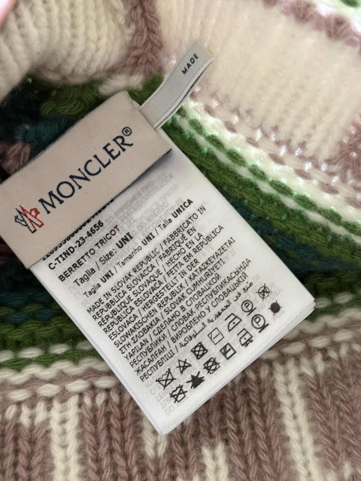 Moncler Slovakian Knit Tricolor Mountains Beanie Size ONE SIZE - 4 Thumbnail