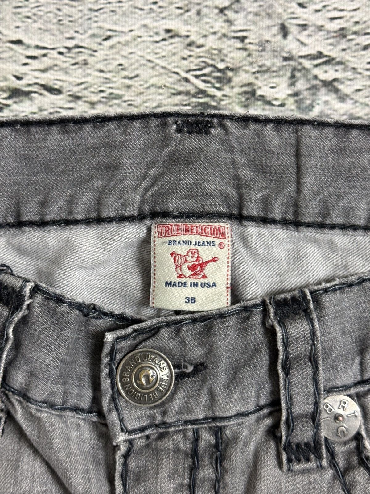 True Religion True Religion grey jeans black thick stitching Y2K Logan Size US 36 / EU 52 - 12 Thumbnail