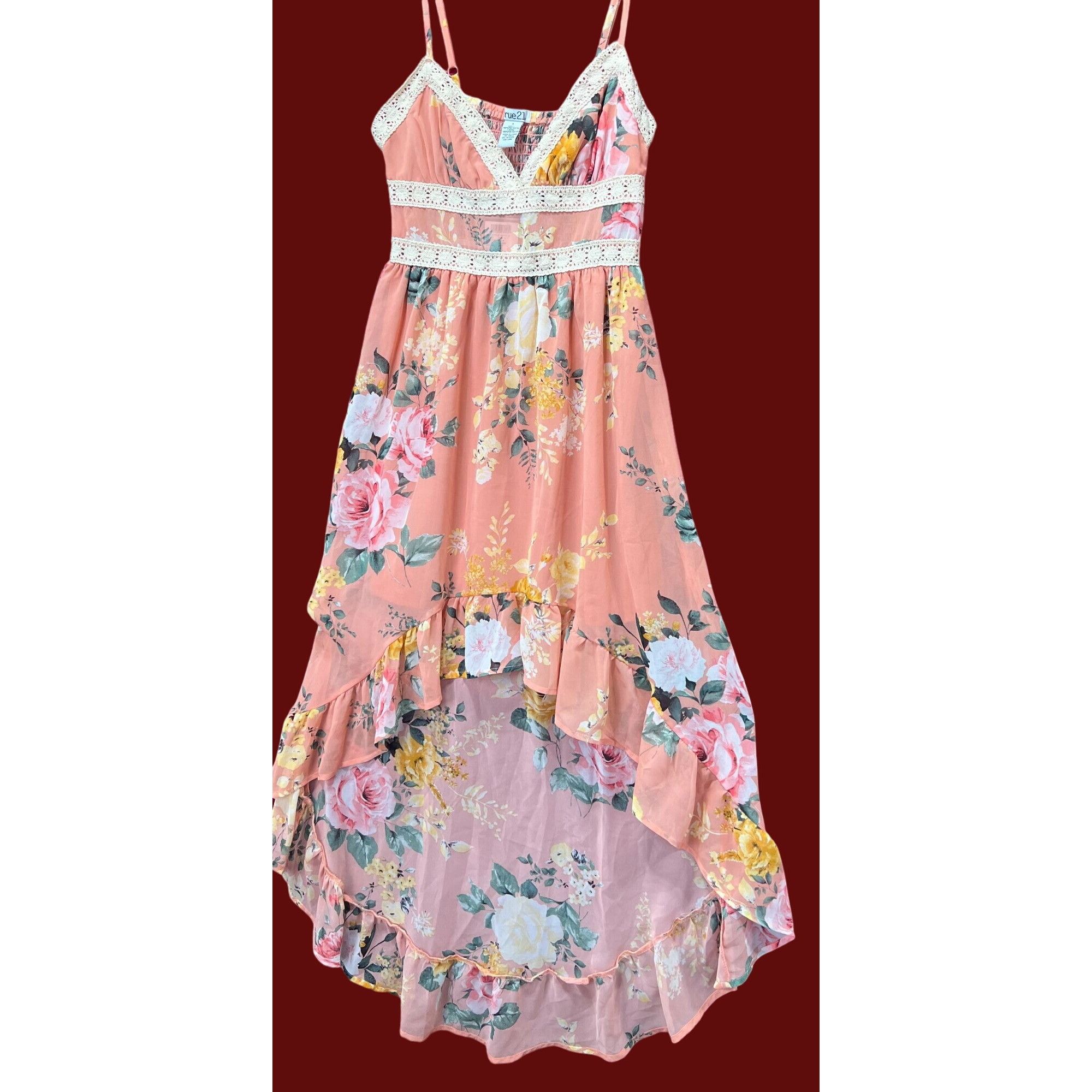rue21 Rue 21 - Women's Summer Sleeveless High Low Hem Ruffle Flora Size S / US 4 / IT 40 - 23 Thumbnail