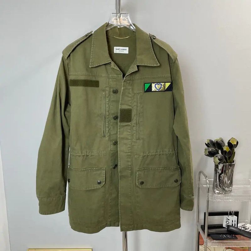 Yves Saint Laurent Saint Laurent Olive Green Cotton Women's Jacket 0089 Size M / US 6-8 / IT 42-44 - 1 Thumbnail