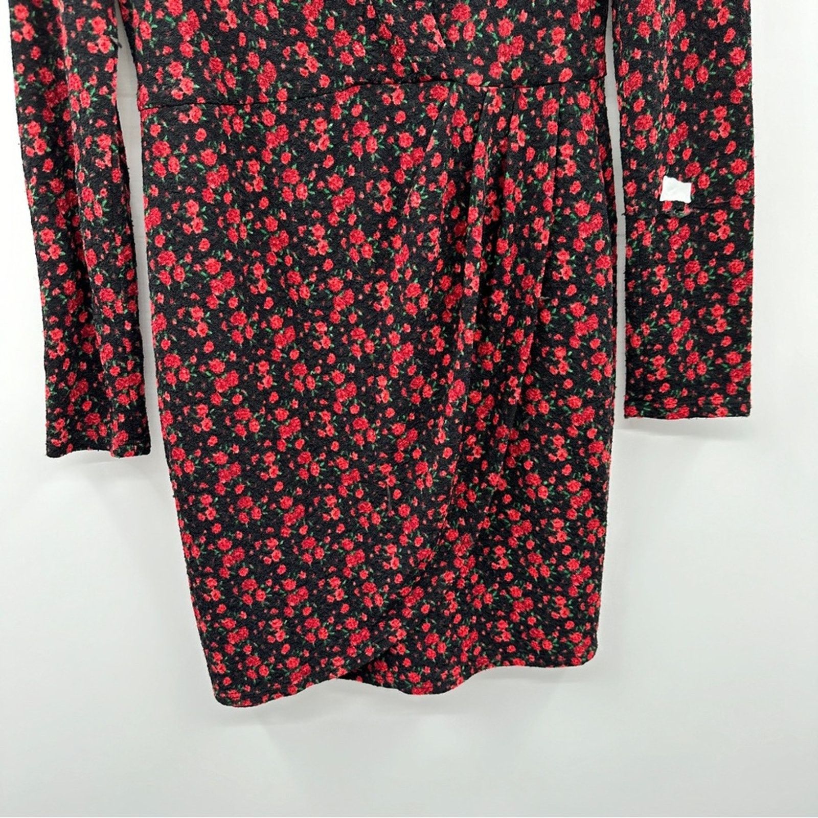RTR Black Halo Briar Long Sleeve Rose Floral Mini Dress Sz 6