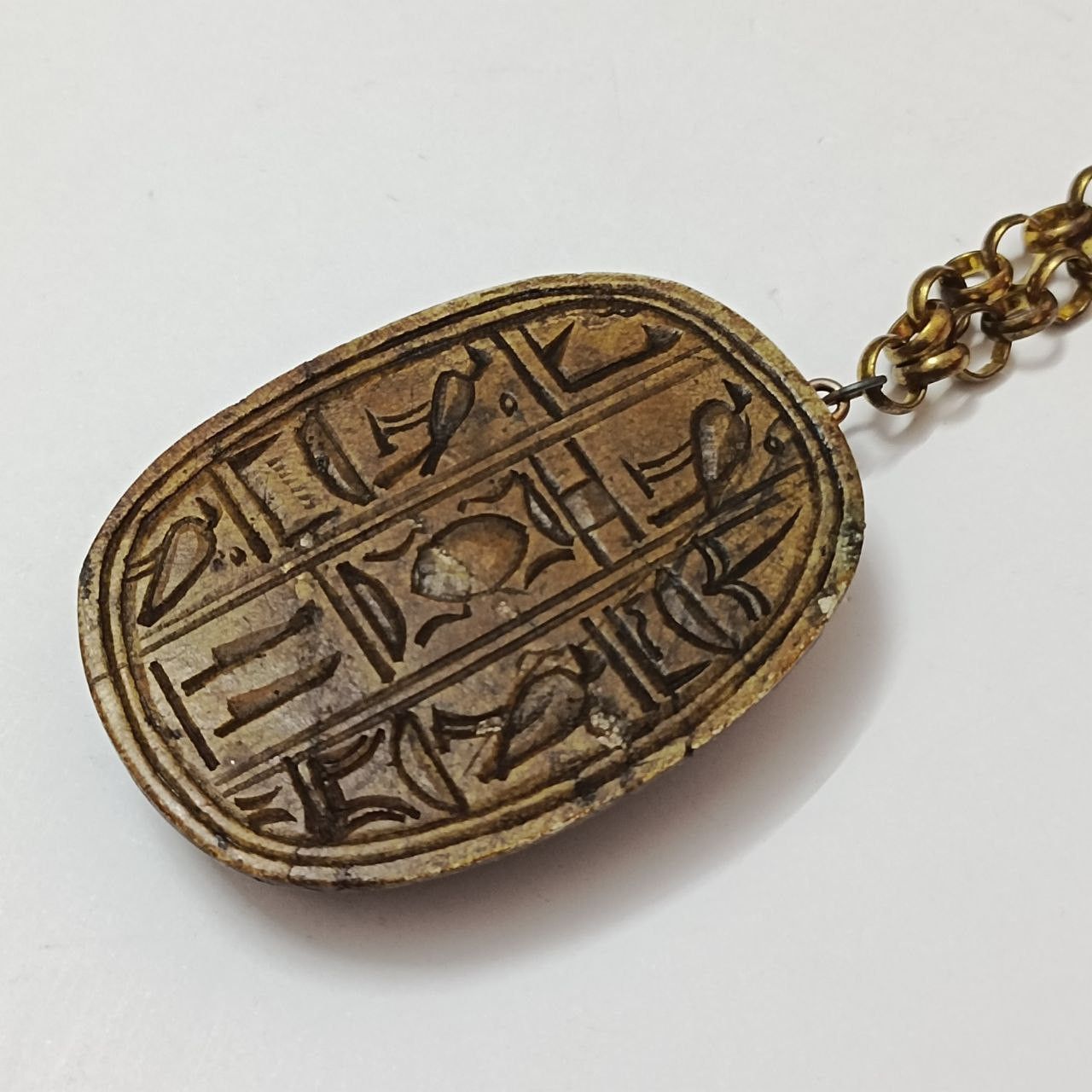 Handmade Egyptian Scarab Necklace Handcrafted Hieroglyph Amulet Size ONE SIZE - 4 Thumbnail