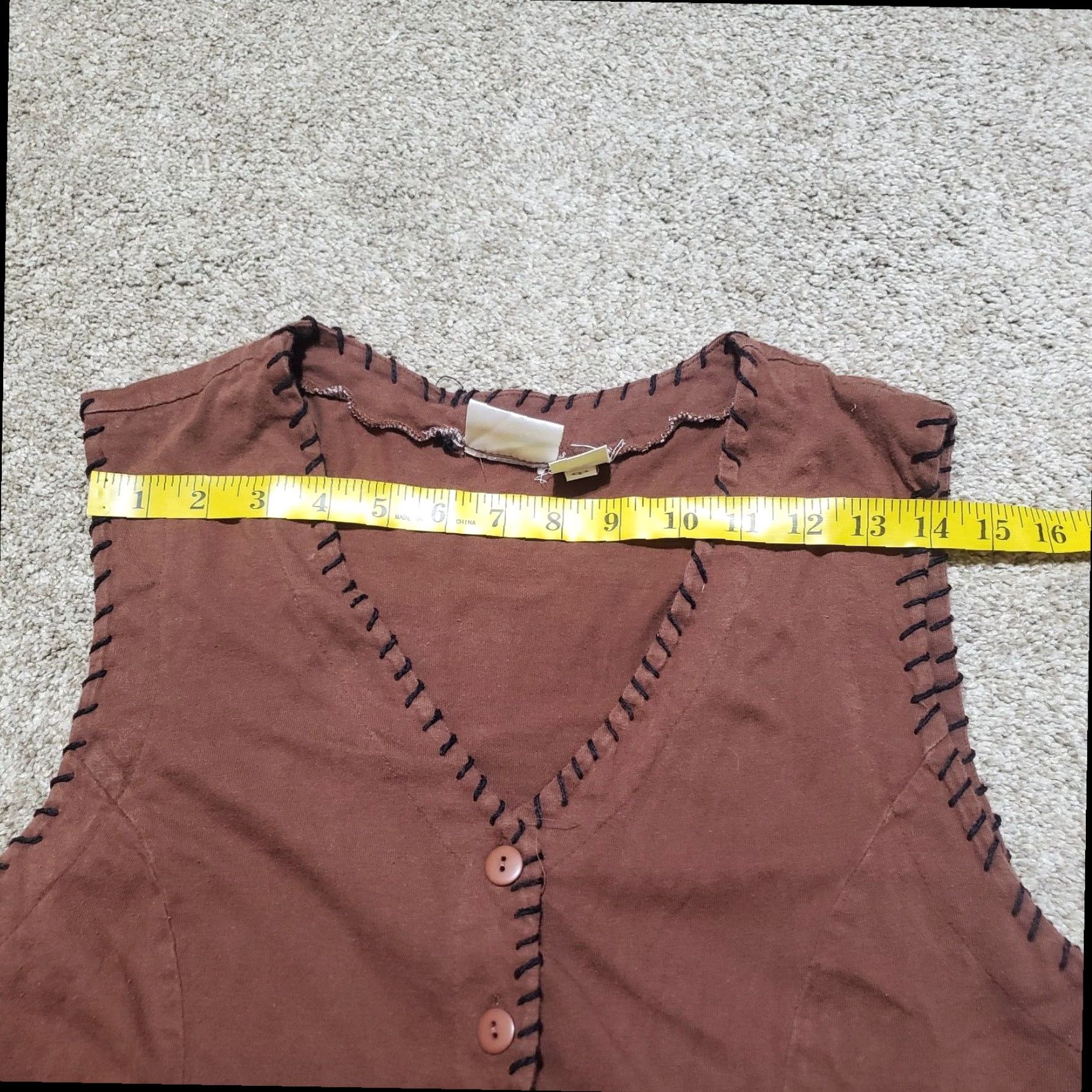 Vintage Styles TOGO Brown Western Button Up Cardigan Round Neck Sleeveless Women's M Size M / US 6-8 / IT 42-44 - 5 Thumbnail