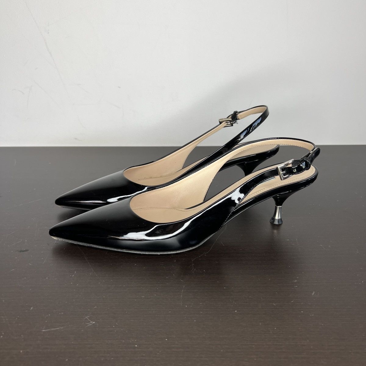 Prada PRADA Slingback Kitten Heels Black Patent Leather Scarfs Size US 7.5 / IT 37.5 - 2 Thumbnail