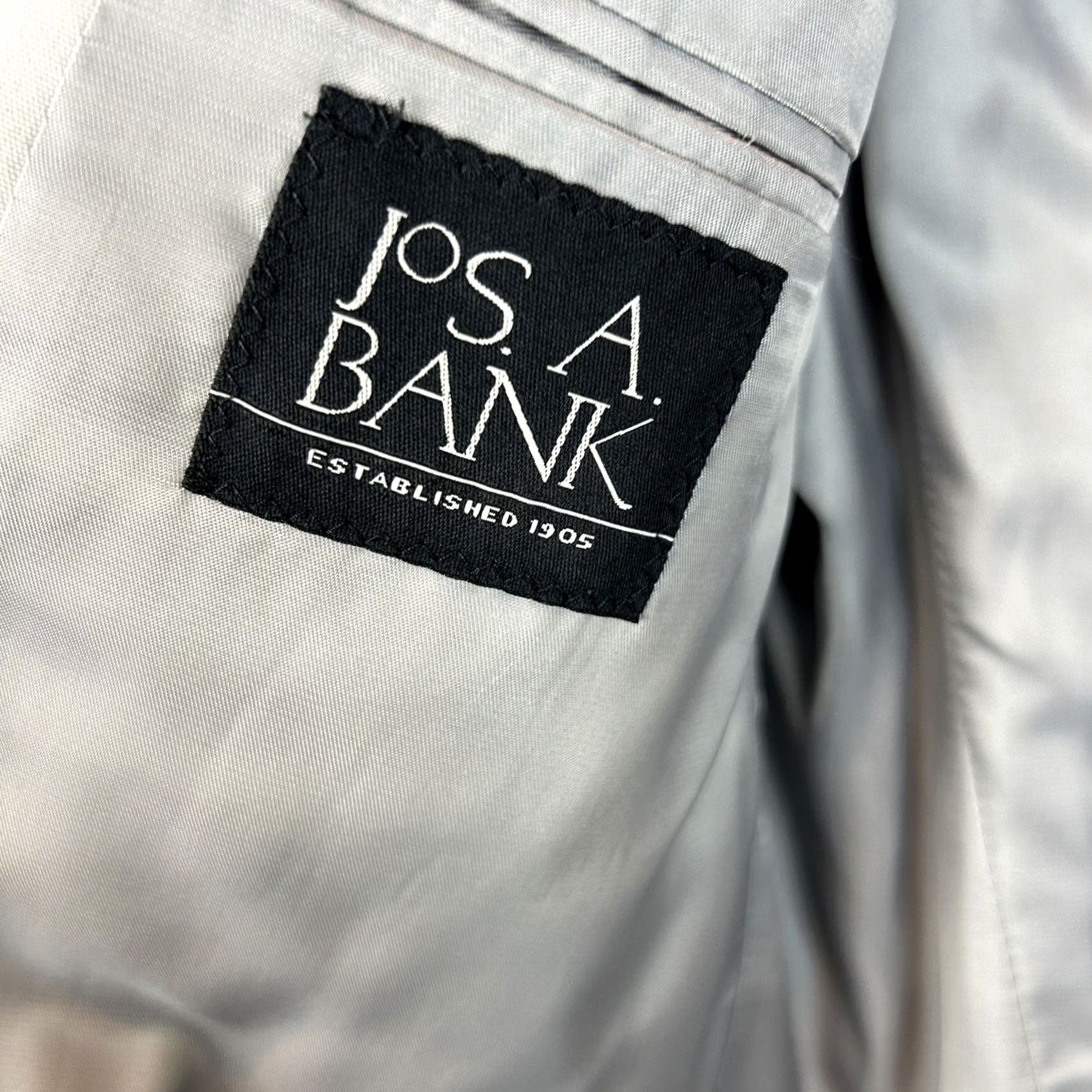 Jos. A. Bank Jos. A. Bank Blazer Jacket Mens 44S Light Gray Cotton Blend Wedding Jacket Single-Breasted Notch Lapel 2-Button Front Classic Fit Dress Formal Mens Size 44R - 3 Thumbnail