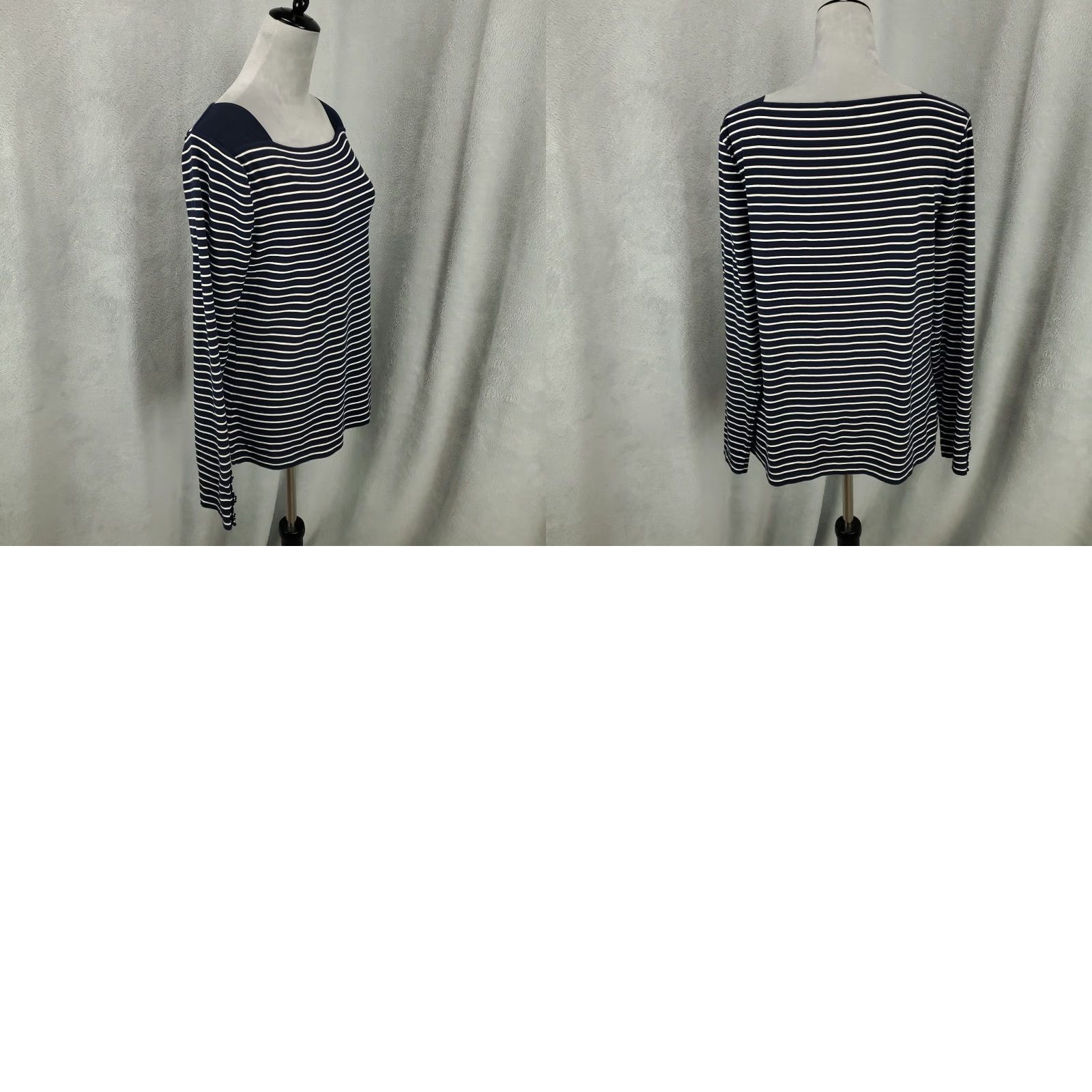 Ralph Lauren Lauren Ralph Lauren Top Womens XL Blue White Stripe Knit Blouse V-Neck Casual Shirt Shirts Multicolor Classic Preppy Pattern Knit Cotton Blend Spandex Size XL / US 12-14 / IT 48-50 - 8 Thumbnail