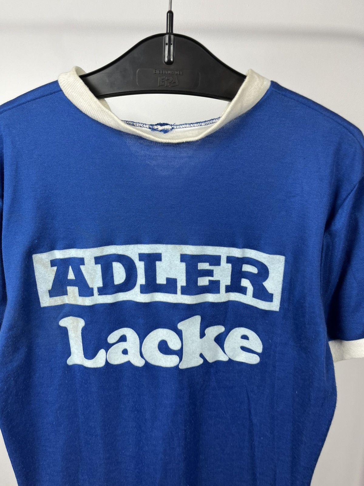 Other Vintage Adler Lacke Blue Ringer T Shirt V Neck Retro Tee 70s Size US L / EU 52-54 / 3 - 10 Thumbnail