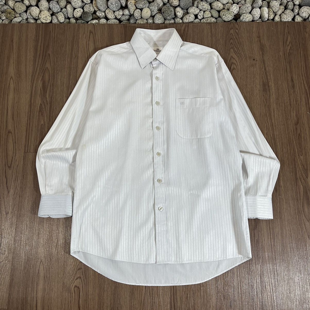 Balenciaga Balenciaga Paris Herringbone Stripe Long Sleeve Dress Shirt Size US M / EU 48-50 / 2 - 1 Thumbnail