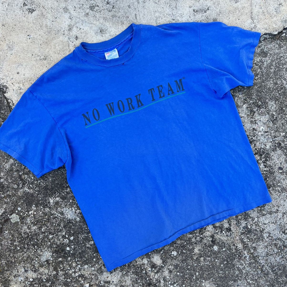 Hanes × Vintage Vintage 90s Hanes „No Work Club” Blue Tee T Shirt Humor Size US L / EU 52-54 / 3 - 2 Thumbnail