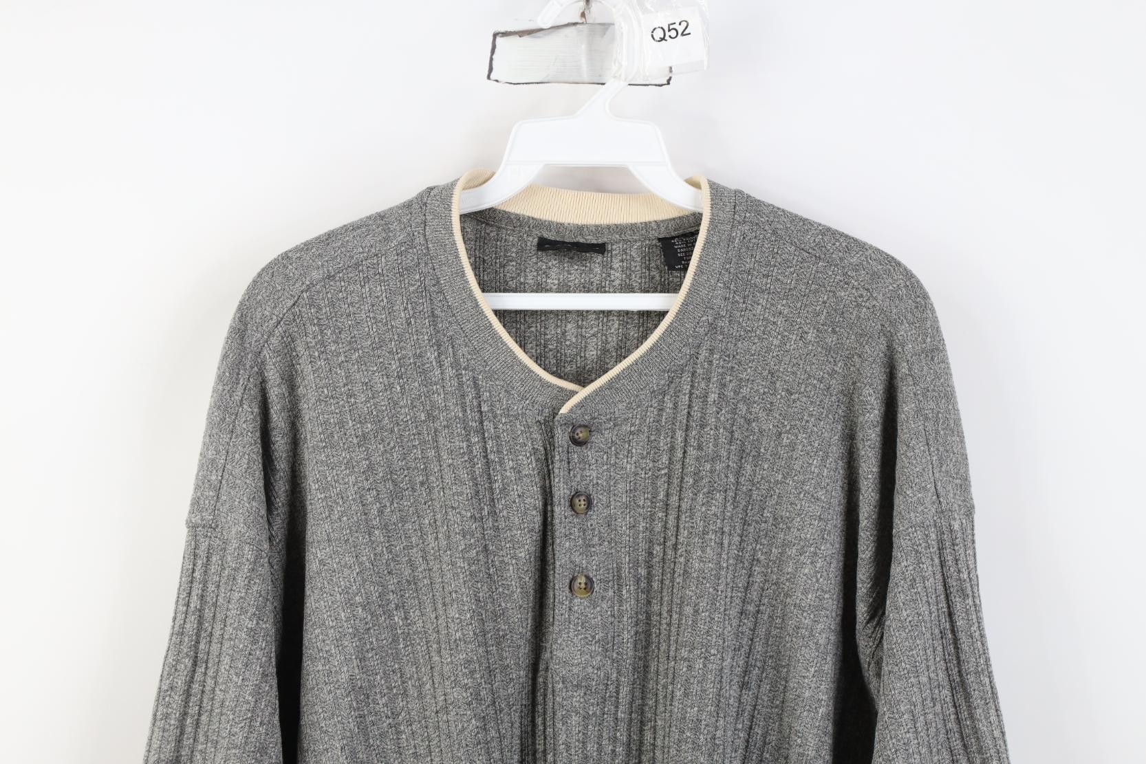Vintage Vintage 90s Streetwear Ribbed Knit Henley T-Shirt Gray Size US XL / EU 56 / 4 - 2 Thumbnail