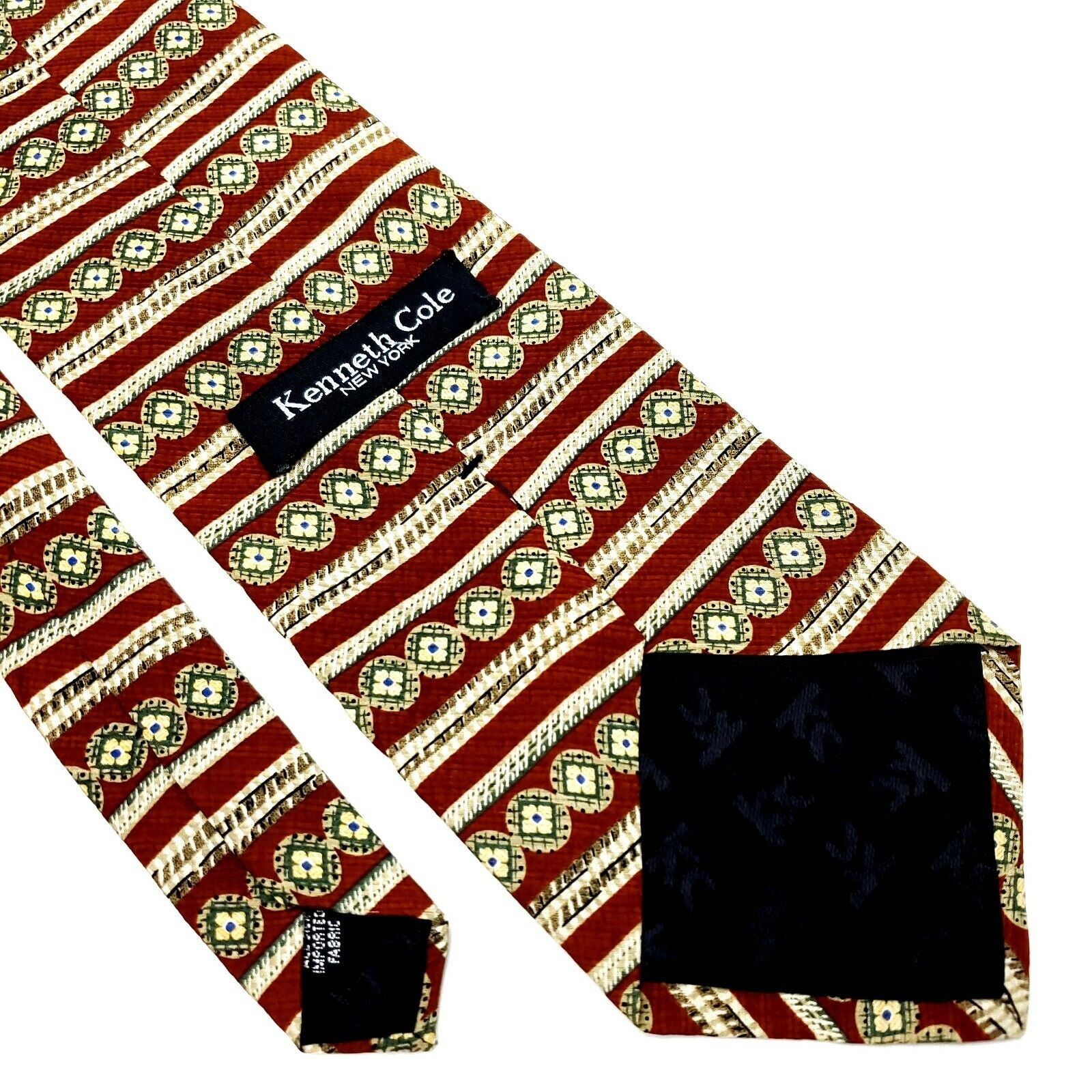 Kenneth Cole Kenneth Cole New York Silk Tie Print Brown Short Wide Size ONE SIZE - 5 Thumbnail