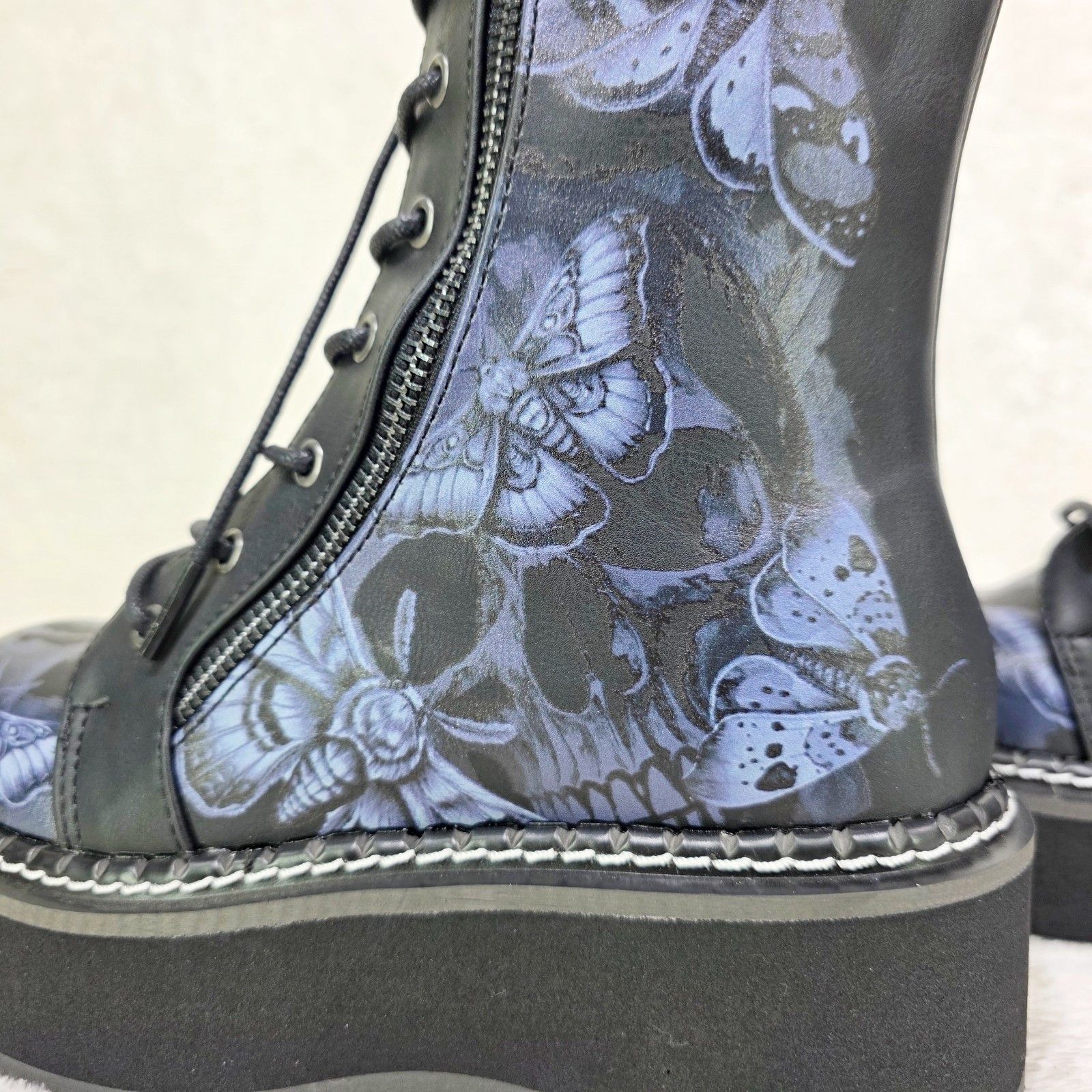 Demonia Cult DEMONIA Emily Death Moth Skull Graphic Print Platform Goth P Size US 11 / IT 41 - 9 Thumbnail