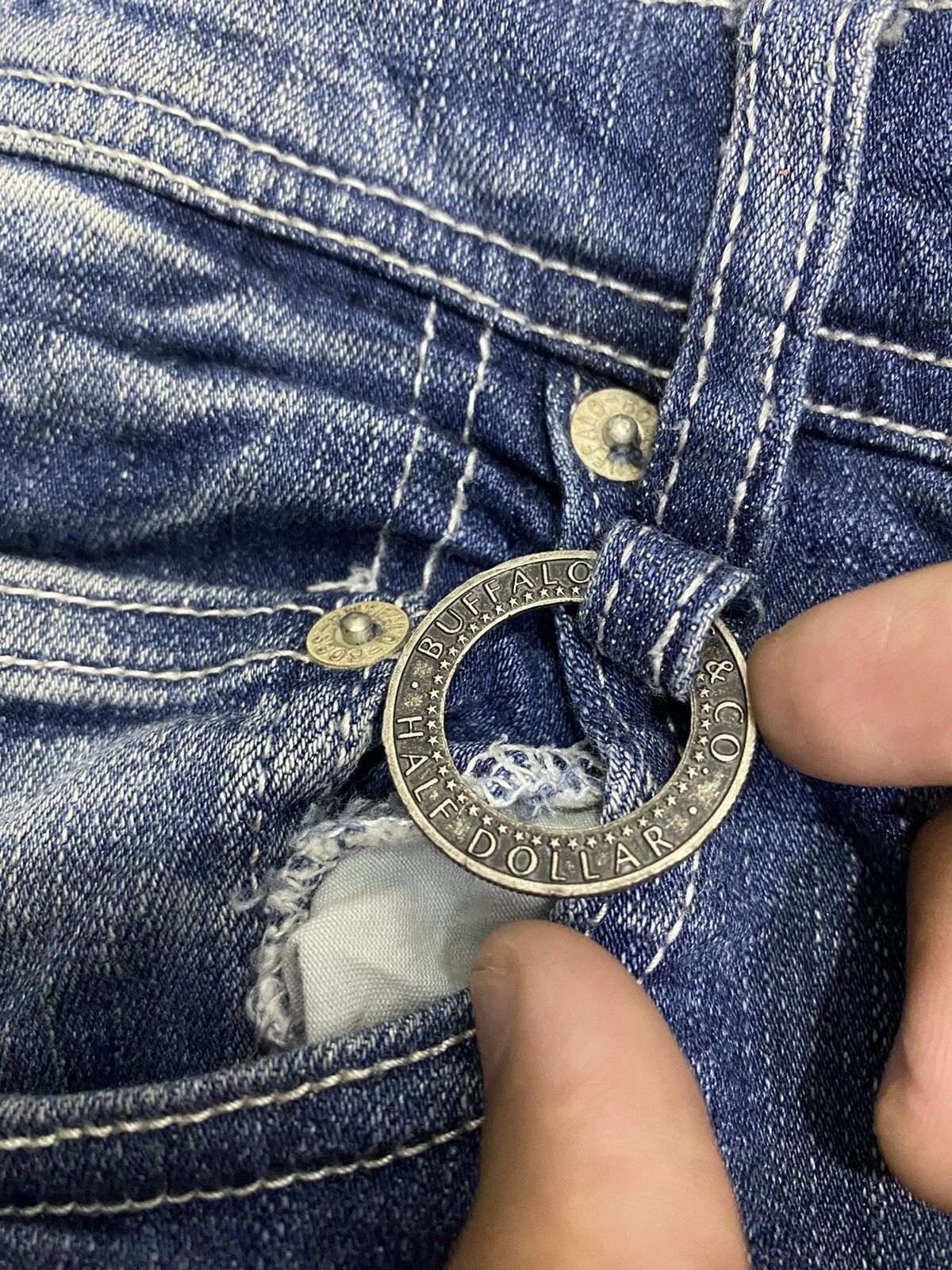 BUFFALO BOBS 🔥RARE🔥BUFFALO BOBS DISTRESSED RARE DENIM UNDERCOVER DESIGN Size US 30 / EU 46 - 8 Thumbnail