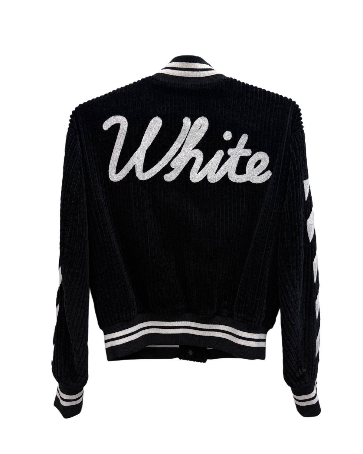 Off-White OFF WHITE Black Wool Corduroy Varsity Jacket Size US XXS / EU 40 - 2 Thumbnail
