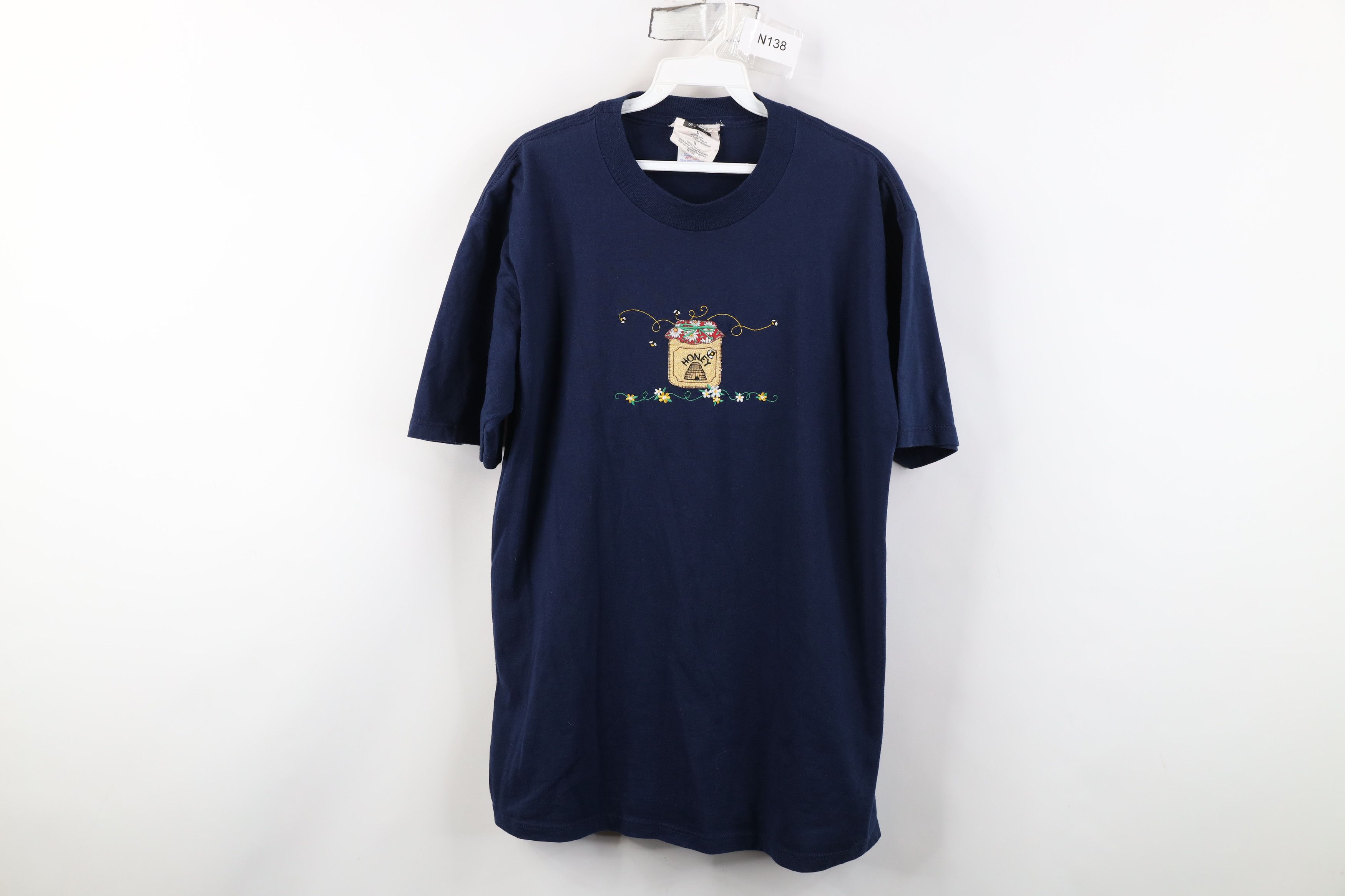Vintage Vintage 90s Streetwear Flower Honey Bee T-Shirt Blue USA Size L / US 10 / IT 46 - 1 Thumbnail