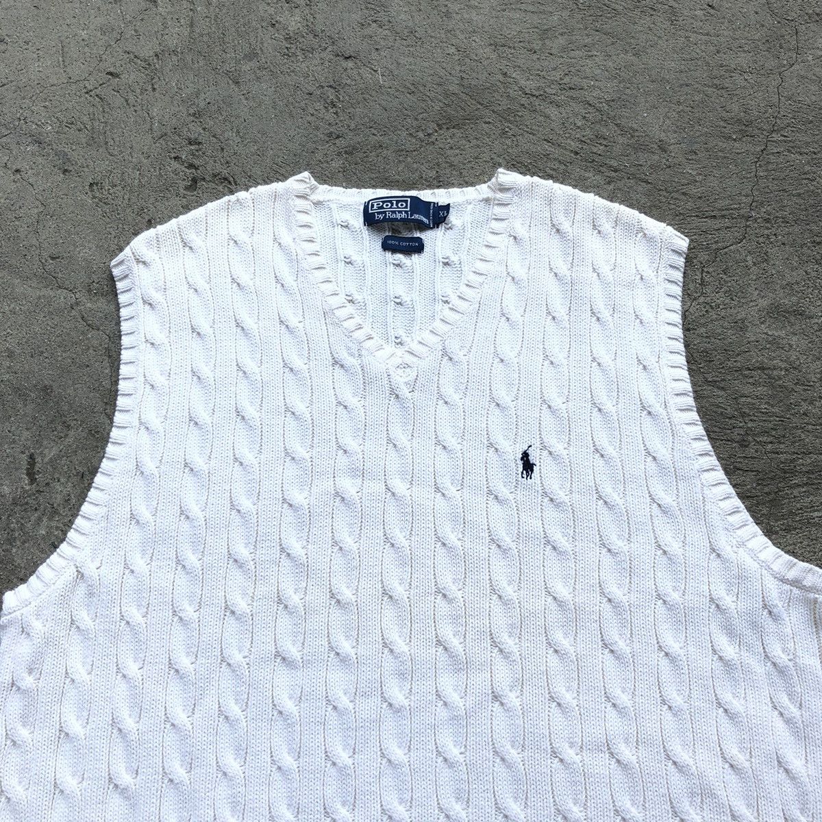 Polo Ralph Lauren × Ralph Lauren Ralph Lauren Cream Cable Knitted Vest Size US XXL / EU 58 / 5 - 2 Thumbnail