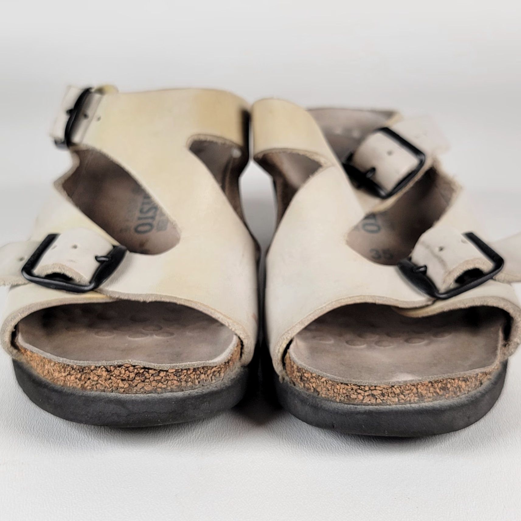 Mephisto MEPHISTO Women's 35 Elka Sandals Double Strap Slide Wedge Cream Beige Slip On Shoes Size US 5 / IT 35 - 3 Thumbnail