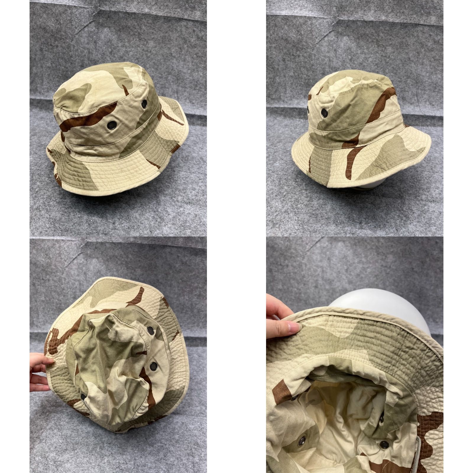 Vintage Sierra Mountain Gear Bucket Hat Adult One Size Beige Green Brown Camo Cotton Size ONE SIZE - 8 Thumbnail