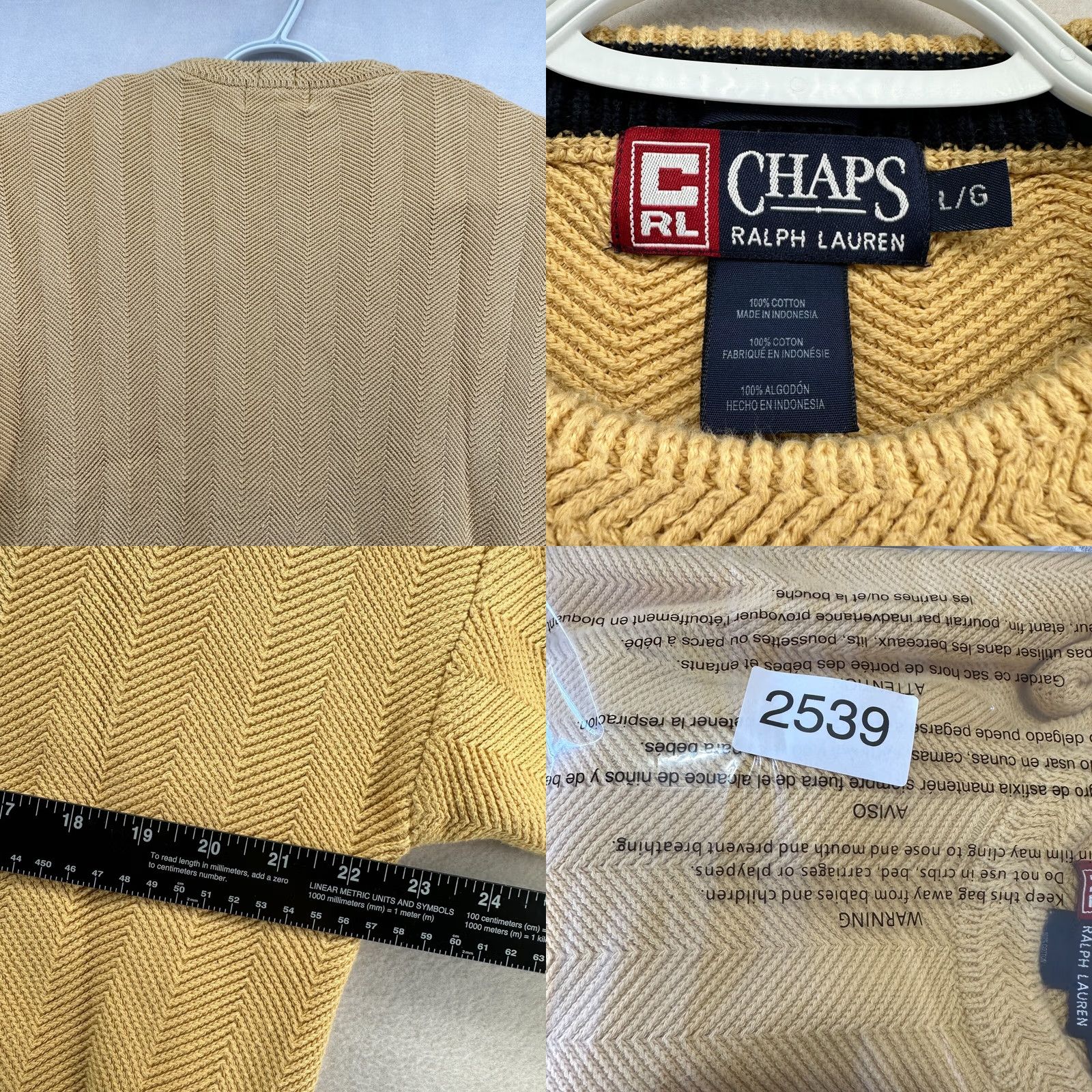 Chaps Chaps Ralph Lauren Pullover Sweater Yellow Men's L Long Sleeve Knit Crew Neck Casual Winter Classic Comfort Knit L Mens Size US L / EU 52-54 / 3 - 8 Thumbnail