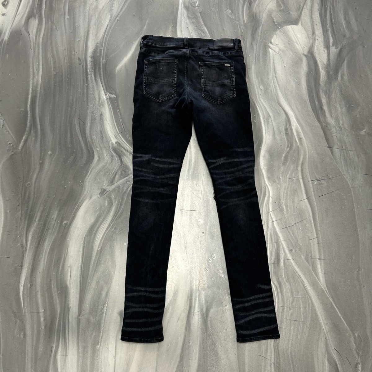 Amiri Amiri Broken Aged Black Knee Cut Slim Denim Jeans Size US 33 - 2 Thumbnail