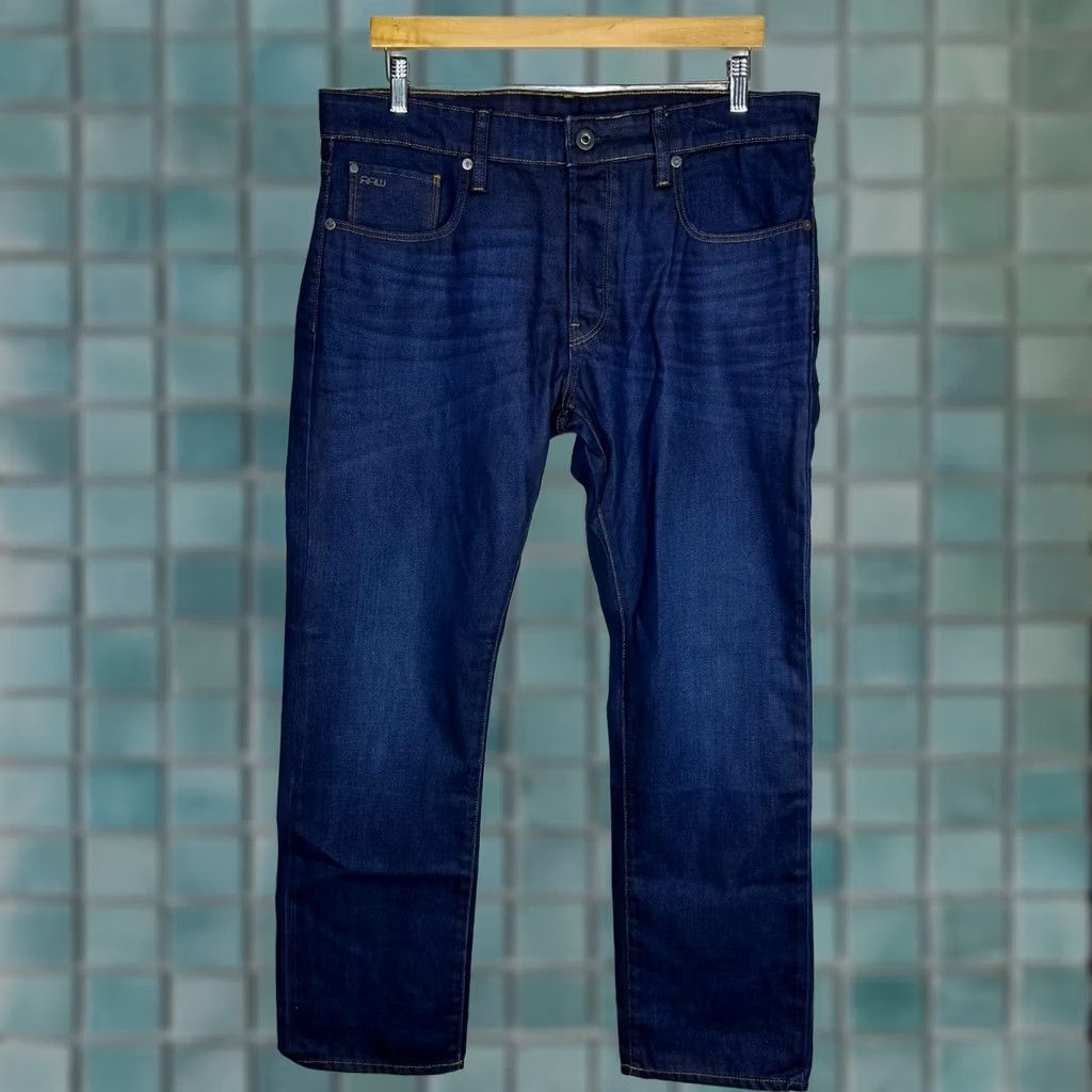 Vintage G-Star RAW Jeans Indigo Blue 3301 Straight Leg Button Fly Denim 36x32 Jeans Mens Regular Blue 90s Logo Size US 36 / EU 52 - 1 Thumbnail
