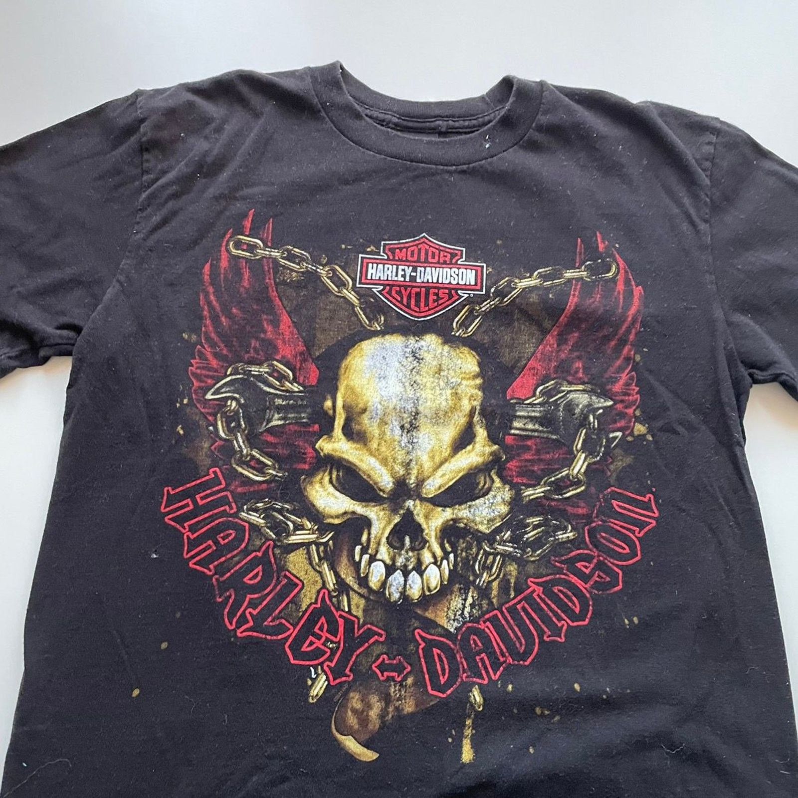 Harley Davidson × Vintage Vintage Harley Davidson T Shirt Large Y2K Skull Faded Black Size US L / EU 52-54 / 3 - 2 Thumbnail