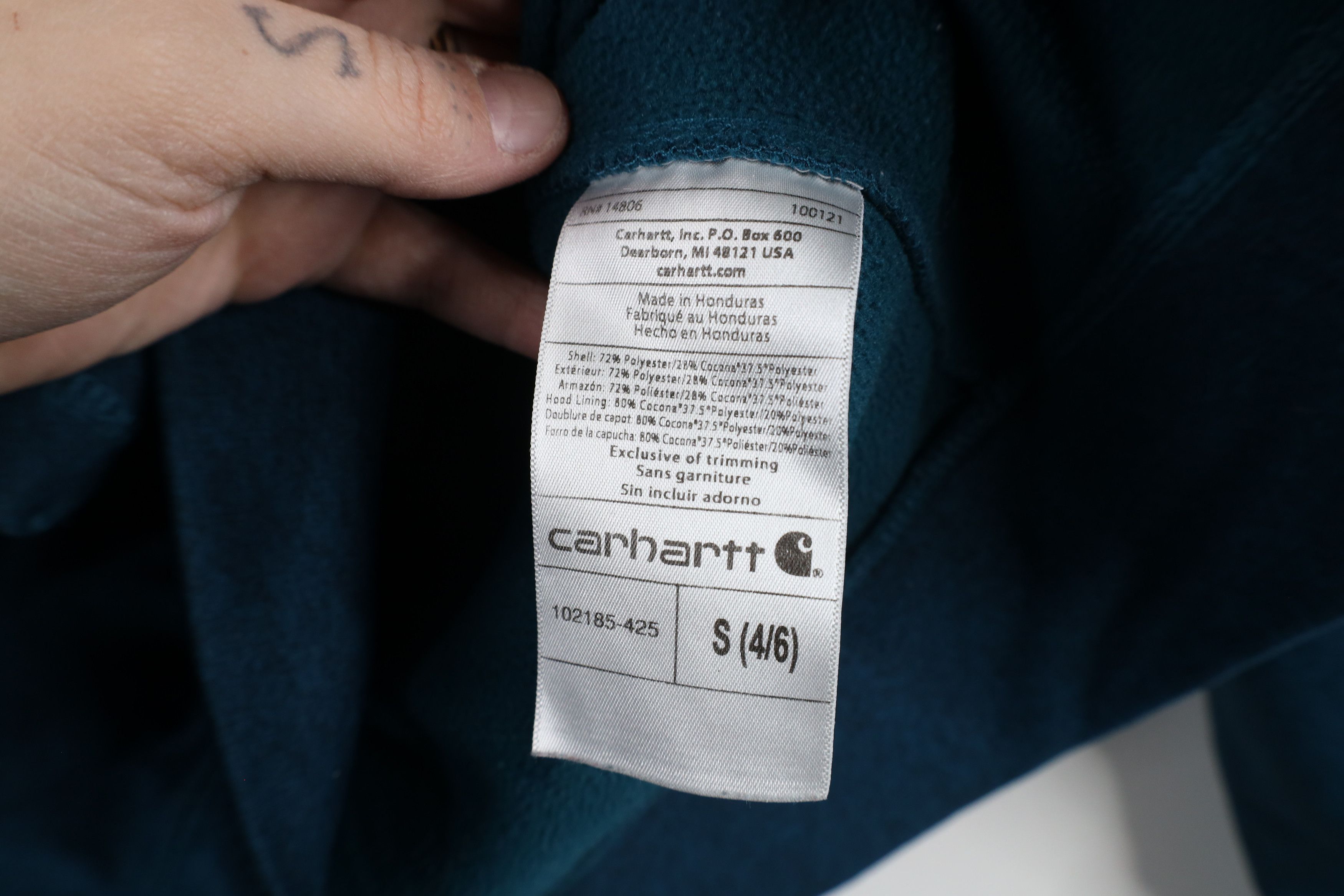 Carhartt × Vintage Vintage Y2K Carhartt Knit Hoodie Sweatshirt Heather Blue Size S / US 4 / IT 40 - 8 Thumbnail