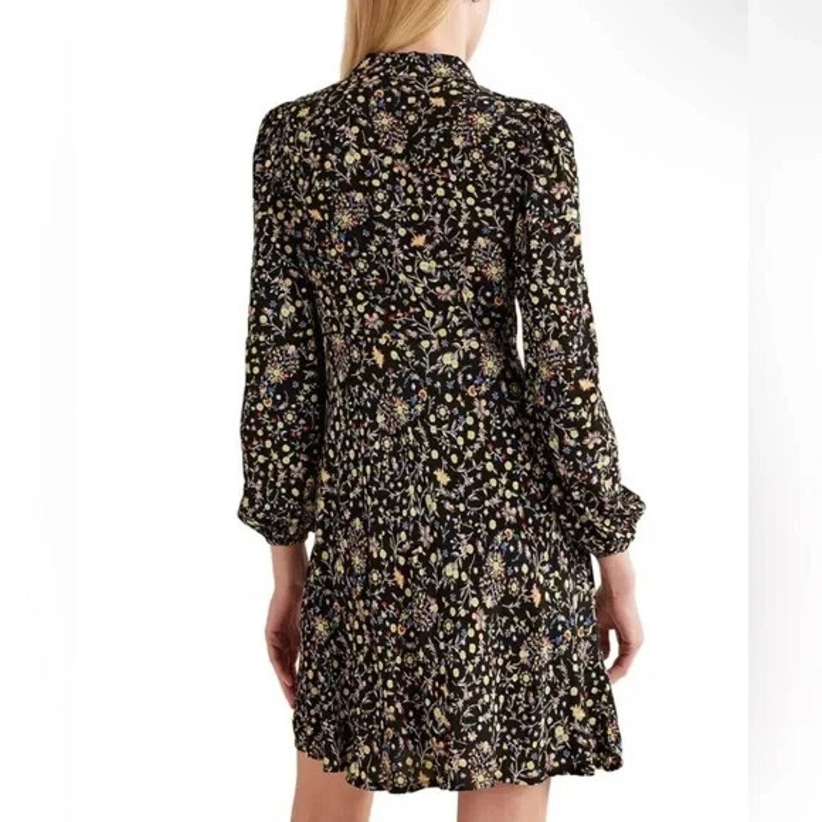 Boden New Boden Women's Tie Neck Black Fit Flare Dress US 4R Size S / US 4 / IT 40 - 2 Thumbnail