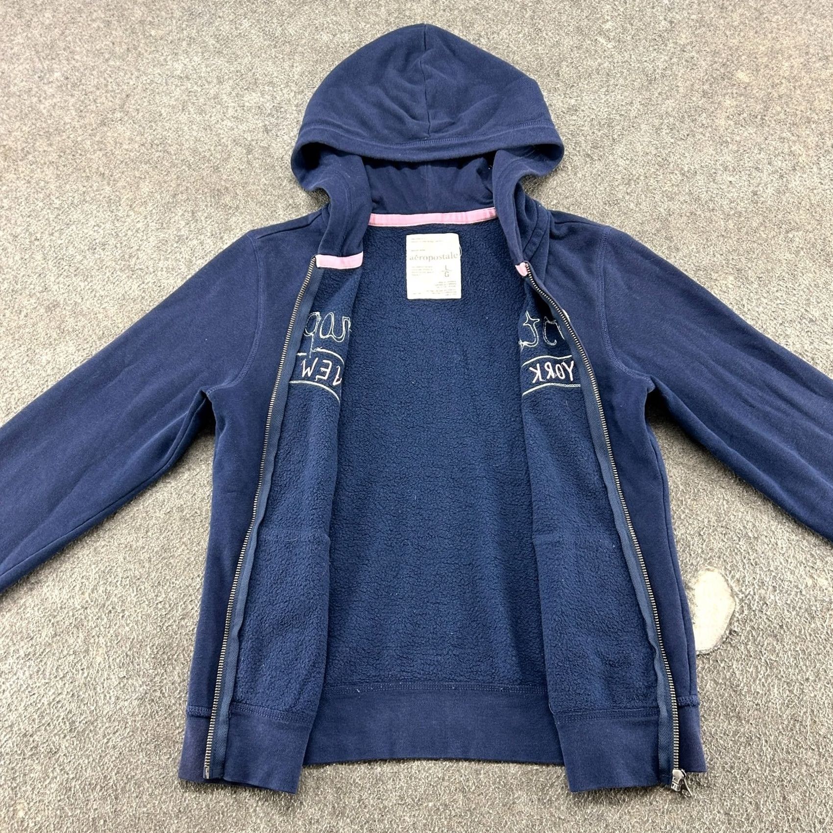 Vintage VINTAGE Aeropostale Hoodie Womens L Blue Navy Spellout Logo Full Zip Cotton Y2K 80s 90s Womens Size L Blue Navy Logo Hoodie Size L / US 10 / IT 46 - 2 Thumbnail