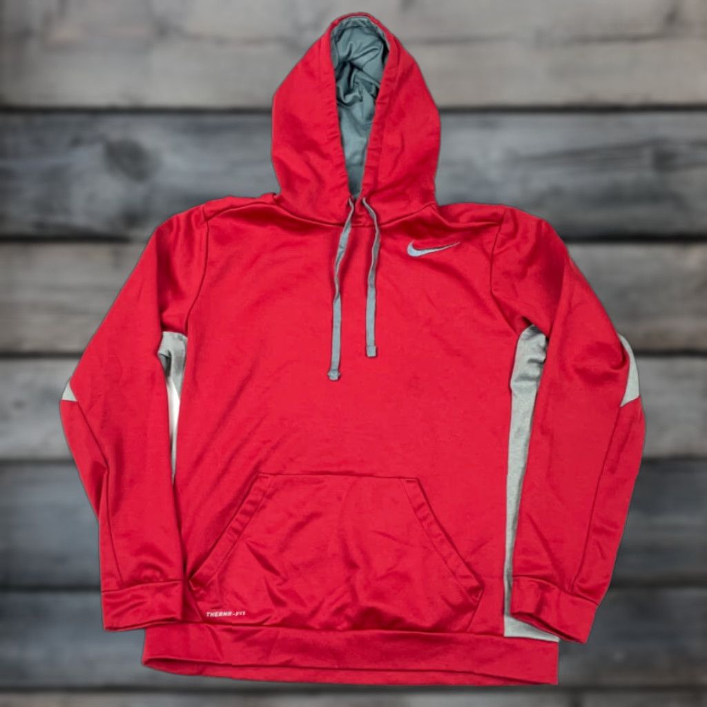 Nike Nike Therma-Fit Pullover Hoodie Sweatshirt Men Adult Medium Pouch Pocket Red Gray Logo Size US M / EU 48-50 / 2 - 1 Thumbnail