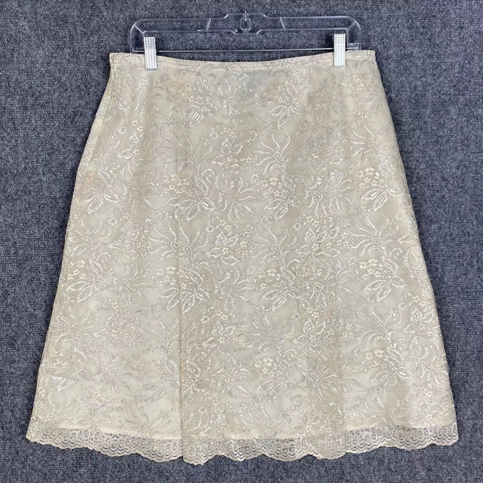 Other Josephine Chaus Skirt Women's Size 12 Floral Cream Color Size 34" / US 12 / IT 48 - 5 Thumbnail
