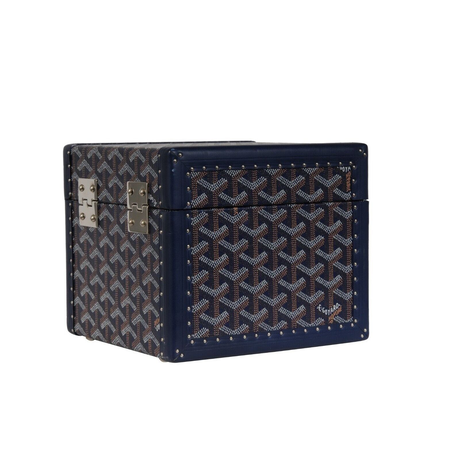 Goyard Trunk Case Navy Blue Jewelry Cuff Links Watch Box -02285 Size ONE SIZE - 6 Thumbnail